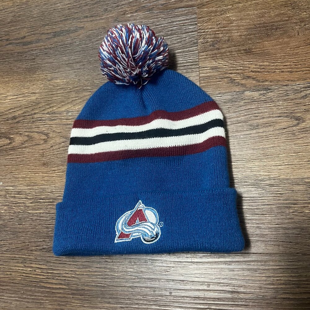 Colorado Avalanche Cuffed Pom Winter Beanie Hat - Like New